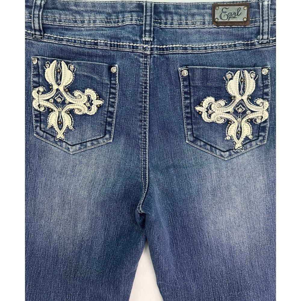 Earl Jean Embellished Moderate Bootcut Jeans Medium Wash Size 8 Average - Picture 7 of 13
